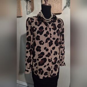 New Look Animal Print Blouse - Brown and Black